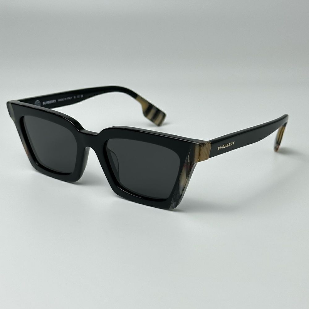NEW BURBERRY BE4392U Briar 405587 Black/Vintage Check Dark Grey Sunglasses